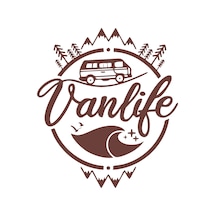 Vanlife Karavan Sticker 17x17 Cm Kahverengi