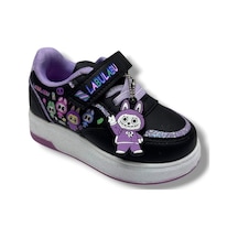 Prokids 4011-26 Cilt Deri Labubu Maskotlu Anatomik Kız Çocuk Sneaker Siyah Lila 26-30 Siyah