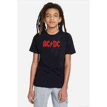 Tshirthane Acdc Logo Kırmızı Baskılı Unisex Çocuk Siyah Tshirt