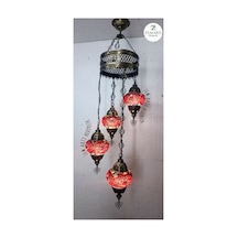 El Yapımı Otantik Mozaik 4 Lü Avize Tavan Sarkıt Dekoratif Pembe - 787013844 Pembe