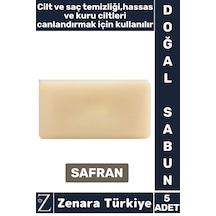 Bitkisel Organik %100 Doğal Saç Yüz Vücut El Kullanım Günlük Cilt Saç Temizliği Sabun Safran 5 Adet