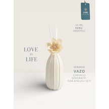Love In Life Ithal Seramik Çizgili Vazo Çubuklu Dekoratif Oda Kokusu Seti Oda Kokusu Hediyeli Abundance Prosperity