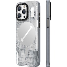 İphone 15 Pro Uyumlu Kılıf Magsafe Şarj Özellikli Youngkit Technology Serisi Kapak Beyaz