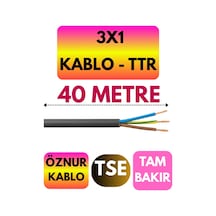 Öznur 3x1 Ttr Kablo Siyah Metre Seçenekli - 40 Metre