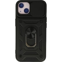 Durukar Apple iPhone Uyumlu 13 Kılıf Pars Lens Yüzüklü Silikon - Siyah