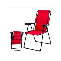 Bardaklıklı Kırmızı Katlanabilir Kamp Sandalyesi-tab.247 Çok Renkli