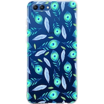 Huawei Honor View 10 İle Uyumlu 1mm Slim Fit Nazar Boncuğu 3 Baskılı Şeffaf Kılıf Şeffaf