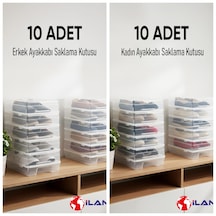 Dripon-20'li Set 10 Erkek-10 Kadın Şeffaf Ayakkabı Saklama Kutusu-havakanallı-ayakkabı Düzenliyici Şeffaf