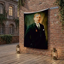Başkumandan Gazi Mustafa Kemal Atatürk Poster Bayrak Raşel Kumaş 100x150 Cm Ata7 Diğer