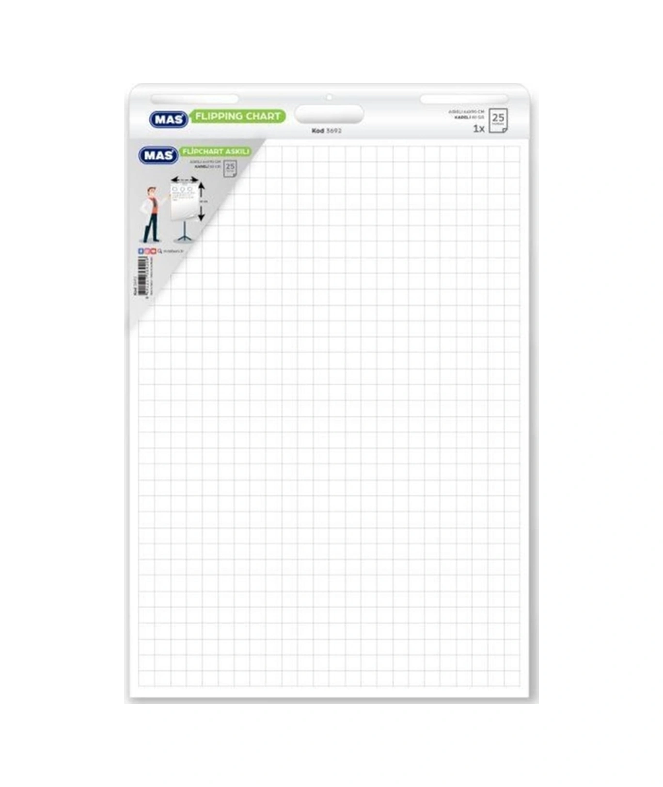 Flip Kart Yazı Kağıdı Askılı 25 Yp Kareli 64x90 3692/