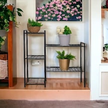 Dekoratif Metal Ayaklı 5 Tel Raflı Saksılık Katlı Saksı Standı Çiçeklik Bahçe Ve Balkon Dekoru Garden