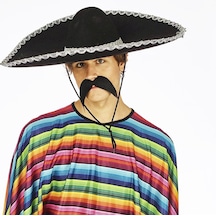 Sombrero Meksika Şapkası Gümüş Şeritli Yetişkin Boy "