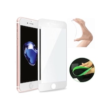 Apple Uyumlu   iPhone 7 Ekran Koruyucu Seramik Nano Cam Esnek Tam Full Kaplayan Kırılmaz Beyaz