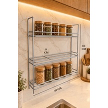 Mat Gümüş 3 Katlı Duvara Monte Baharatlık Rafı Yapışkanlı Delmeden Montaj Mutfak Düzenleyici Çok Renkli