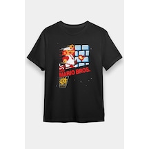 Adrift Süper Mario Siyah Unisex Tişört T-shirt Siyah