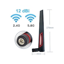 Yüksek Kazançlı Wi-Fi Modem Anteni 12dBi Dual Band SMA Erkek