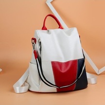 Ganzhoushop White Sırt Sırt Seyahat Renkli Patchwork Öğrenci Moda Kapasiteli Kadın Kadın Eğlence Çantası Çantası Çantası Çantası Büyük Kl Beyaz