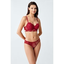 Luw 6115 Bordo Dolgusuz Sütyen Külot 2Li Takım Bordo
