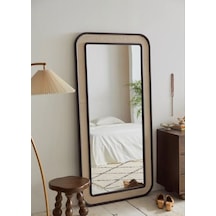 Hasır Dekoratif Duvar Aynası - Hazeran Örgülü Boy Aynası - Retro Boy Aynası-34