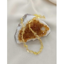 Kolye Kehribar Amber Doğaltaş Düğümlü Bebek Kolyesi 17872 Kahverengi