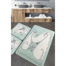 Helsinki Banyo Halısı Djt 3 Lü Set Banyo Halısı Paspas Yıkanabilir Kaymaz Çok Renkli