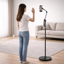 Tekerlekli Vlog Tripod Standı, 360 Döner 3 Kollu 8 Eksen Ayarlanabilir Telefon Standı, Bluetooth Kumandalı Profesy Diğer