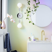 Riolight Modern Krom 2xe27 Duylu Metal Ayna Üstü Duvar Aplik Krom