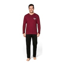 Pijamood Erkek İnterlok Uzun Kollu Kışlık Penye Pijama Takımı 5888 Bordo