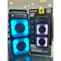 Hf-3225 Rgb Işıklı Taşınabilir Bluetooth Mikrofon Destekli Hoparlör 3x2 İnç Çift Woofer Usb Tf Destekli