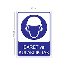 Metal Baret Ve Kulaklık Tak 15x20 Cm Uyarı İş Güvenliği Levhası