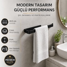 Lamalı Siyah Yapışkanlı Lüks Tasarım Solo Peçetelik, Metal Havluluk, Hem Yapışkanlı Hem Vidalı Montajlı, Banyo Ve Mutfak İçin Modern Duvar Havlu Askısı -