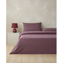 English Home Tile Check İpliği Boyalı Çift Kişilik Çarşaflı Nevresim Takımı 200x220 Cm Lacivert-kırmızı Lacivert-kırmızı
