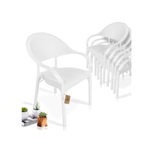 Bahex Bambu 6lı Set Rattan Bahçe Sandalye 6ad Koltuk Beyaz