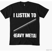 Flood Of Style I Listen To Heavy Metal Komik Metal Boru Düşen Meme T-shirt Erkekler Kadınlar Için % 100% Pam Çok Renkli