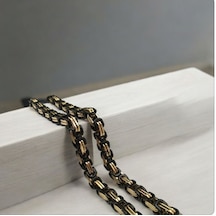 Erkek Çelik Kral Zincir Kolye Kly-75181 Gold - Siyah