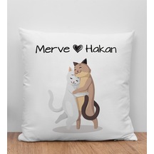 Bk Gift Kişiye Özel Sevgili Evcil Hayvan Tasarımlı Beyaz Kırlent Yastık-2, Arkadaşa Hediye, Sevgiliye Hediye Kobitmeyencom33836 Bk Gift