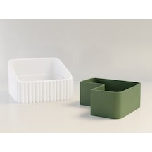 3d Baskı Fıstık Kasesi - Çift Hazneli Kabuk Ayırıcı Sunum Kasesi - Beyaz Yeşil
