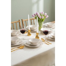 Porsima 4427 Tiffany Yemek Takımı 24 Parça 6 Kişilik Yemek Seti Beyaz