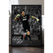 Gianluigi Buffon Siyah Ahşap Çerçeveli Poster, Dekoratif Futbol Juventus Duvar Tablosu