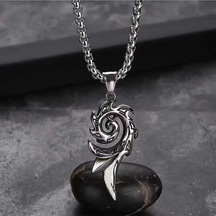 Anka Model Erkek Çelik Kolye Gümüş-siyah - 642784175 Gümüş-siyah