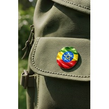 Etiyopya Ethiopia Abstract Ülke Bayraklı Buton Rozet - 44 MM 5 Adet Çok Renkli