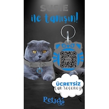 Petjoo 3.Susie Mavi-Gri Qr'lı Kedi Künyesi