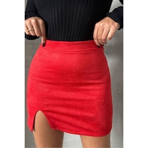 Verymoda Süet Mini Etek - F1573 Kırmızı