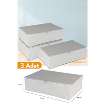 Serstil 3 Adet - Mega Boy Baza Altı Antrasit Çizgili Hurç 74 X 46 X 22 Cm