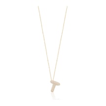 Zirkon Taşlı Altın Kaplamalı T Harfi Gümüş Kolye Gold - Rose Gold - Gümüş