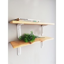 2'li Metal Ayaklı, Ahşap Kitaplık Duvar Rafı 50x11