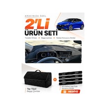 E-biz Hyundai İ20 2020-2024 Uyumlu Torpido Örtüsü + Tay Tüyü Bagaj Çantası Seti - Siyah - Hu003