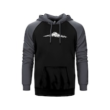 Single Mountain View Gri Renk Reglan Kol Kapşonlu Sweatshirt Gri