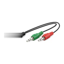 2 X 3.5 Mm To 3.5 Mm F Kablo 2lıne Mikrofon + Kulaklık 20cm Siyah Hdx1053