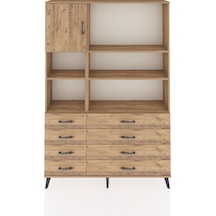 Arges Dolap 7 Raflı 8 Çekmeceli Tek Kapaklı 132x30x195 Çam-çam/çam Atlas Çam/atlas Çam